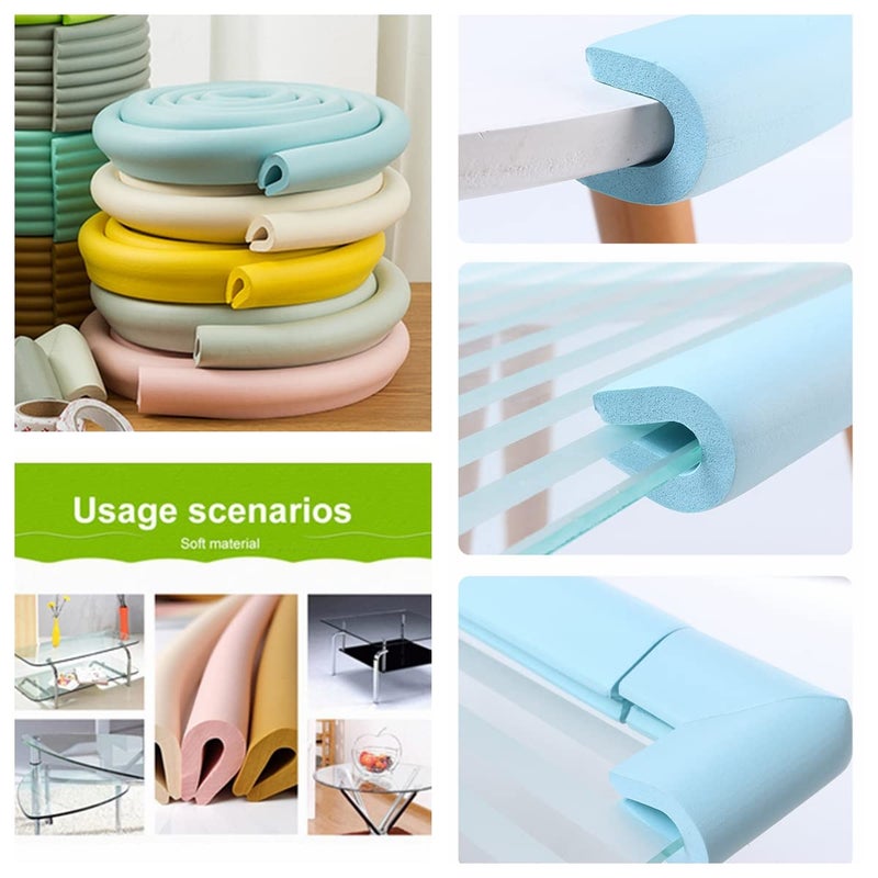 M2cbridge U Shape Extra Thick Furniture Table Edge Protectors Foam Baby Safety Bumper Guard 6.5 Ft (Grey with 4 Corners) - Image 4