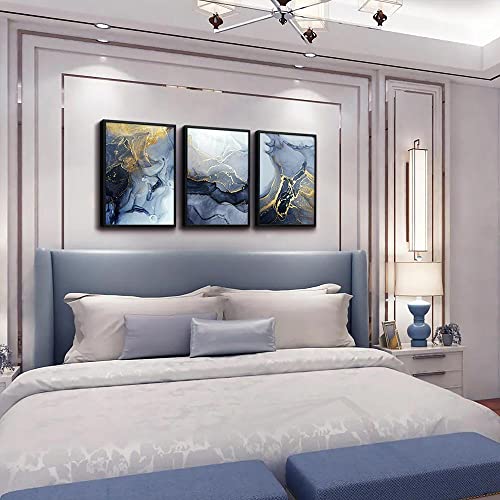 DZRWUBHS Black Framed Canvas Wall Art For Bedroom Abstract Wall Decor For Living Room Abstract Ink Paintings Wall Artworks Hang Pictures For Office Decor Bathroom Home Decorations Posters 12"X16" 3 Piece - Image 5