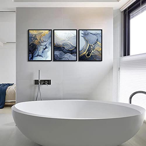 DZRWUBHS Black Framed Canvas Wall Art For Bedroom Abstract Wall Decor For Living Room Abstract Ink Paintings Wall Artworks Hang Pictures For Office Decor Bathroom Home Decorations Posters 12"X16" 3 Piece - Image 4