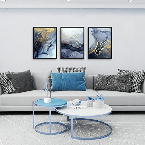 DZRWUBHS Black Framed Canvas Wall Art For Bedroom Abstract Wall Decor For Living Room Abstract Ink Paintings Wall Artworks Hang Pictures For Office Decor Bathroom Home Decorations Posters 12"X16" 3 Piece - Image 2