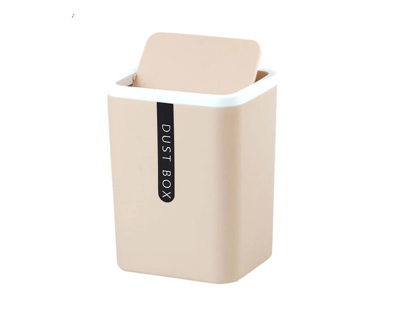 Khaki Small Desktop Mini Waste Bin Garbage Rubbish Trash Can Office Home Kitchen Bathroom Basket Table - Image 1