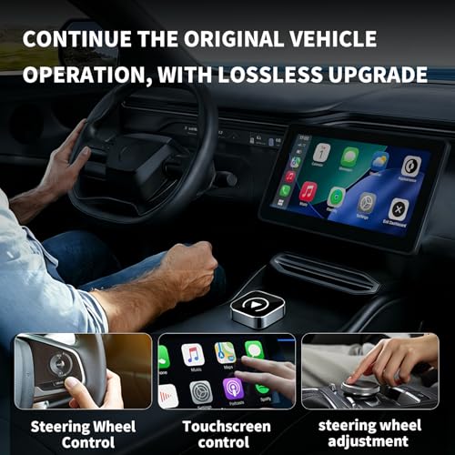 Promoterk Wireless CarPlay and Android Auto Adapter, Ultra-Compact Aluminum Design with Dual-Band Technology, USB-C/USB-A Compatible for Wired CarPlay Vehicles - Image 4