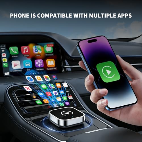 Promoterk Wireless CarPlay and Android Auto Adapter, Ultra-Compact Aluminum Design with Dual-Band Technology, USB-C/USB-A Compatible for Wired CarPlay Vehicles - Image 2