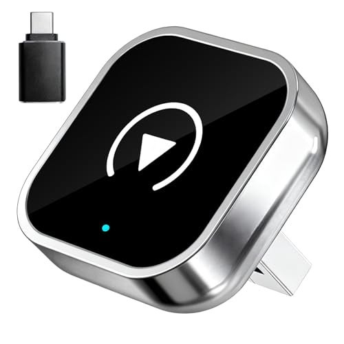 Promoterk Wireless CarPlay and Android Auto Adapter, Ultra-Compact Aluminum Design with Dual-Band Technology, USB-C/USB-A Compatible for Wired CarPlay Vehicles - Image 1