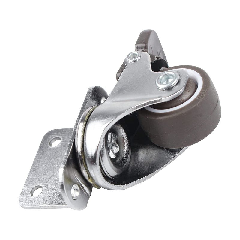 HOWDIA 1" Swivel Plate Caster Wheels with Brake L-Bracket Side Mount TPR Rubber Small Furniture Replacement Silent Mute Locking Casters for Furniture Legs Set of 4 - Image 4