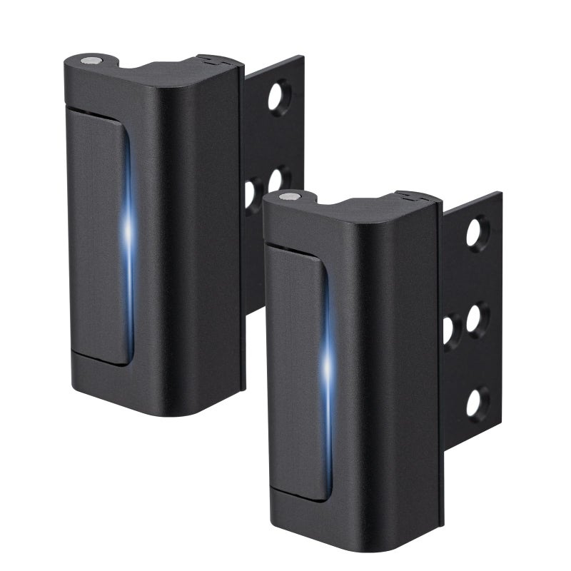 Husfunov 2 Pack Home Security Door Lock,Childproof Door Reinforcement Lock,with 3" Stop Withstand 800 lbs,for Inward Swing Doors,Night Kids Safety Metal Flip Lock Deadbolt Latch (Black) - Image 1