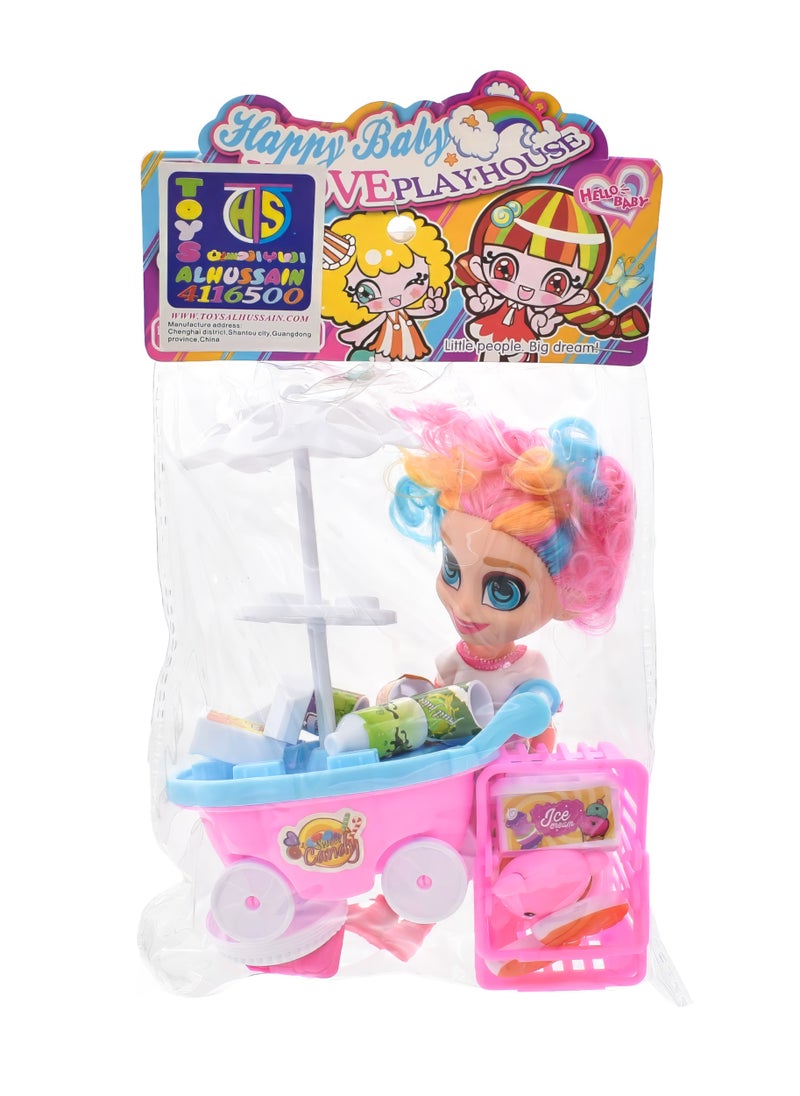 Toys Candy Seller Doll with Trolley   16 cm  - Image 1