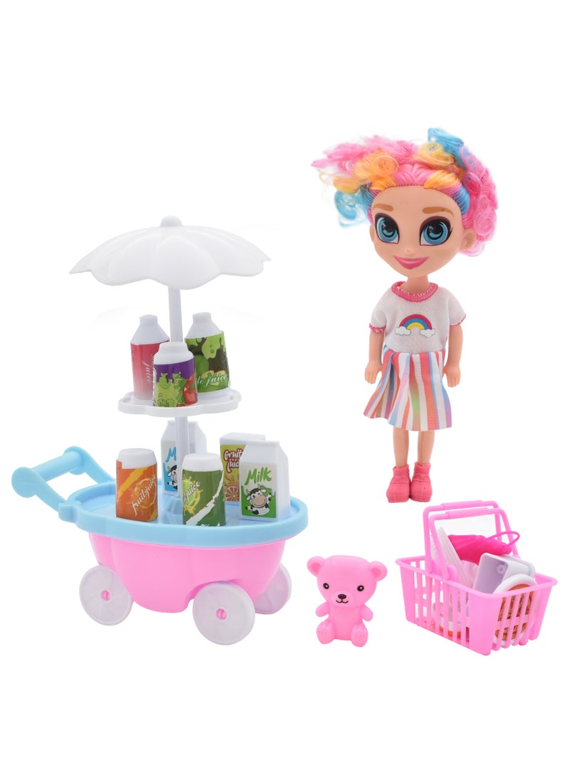 Toys Candy Seller Doll with Trolley   16 cm  - Image 2