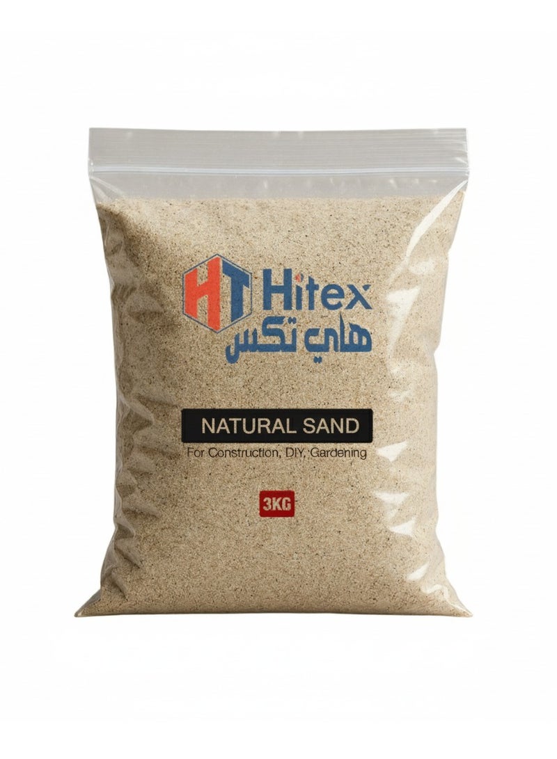 Hitex Natural Sand for Multi-Purpose Uses Crafts, Construction, Decor, Vase Filler, Therapy, DIY, Flooring, Organic Plants Soil Mix, Zen Decoration Indoor and Outdoor | 3 Kg - Image 1