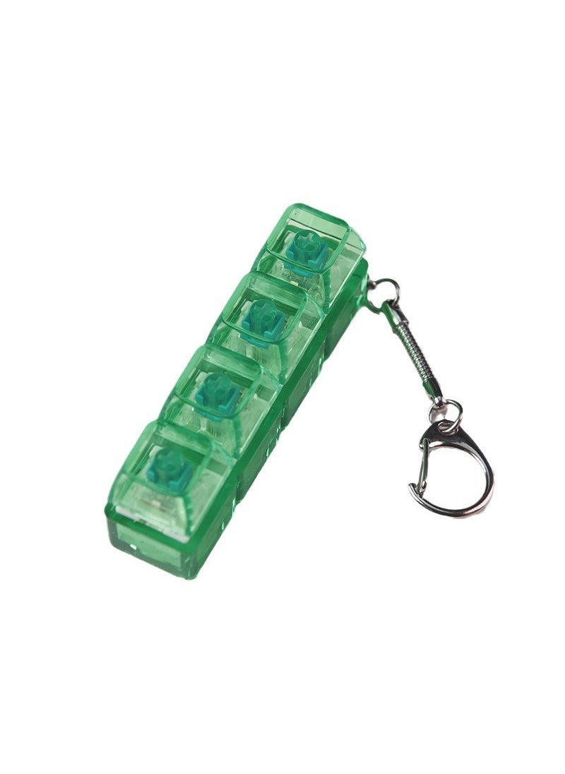 Generic PC fully transparent material decompression shaft tester press sound crisp 2 holes 3 holes 4 holes key chain with light transparent cap 4-hole green transparent with light * 1 