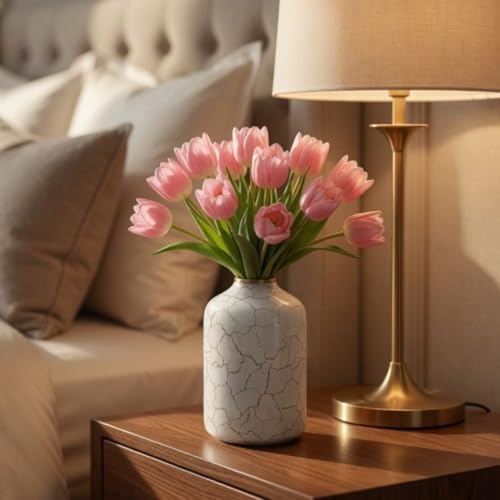 Behoma Metal Flower Vase for Home Decor Bedroom Living Room Office Wedding | Table Decorative Item for Festivals Birthday Off-White Crackled 1Pcs(10.5 X 15.7 Cm) (Flower Not Included, Modern) - Image 3