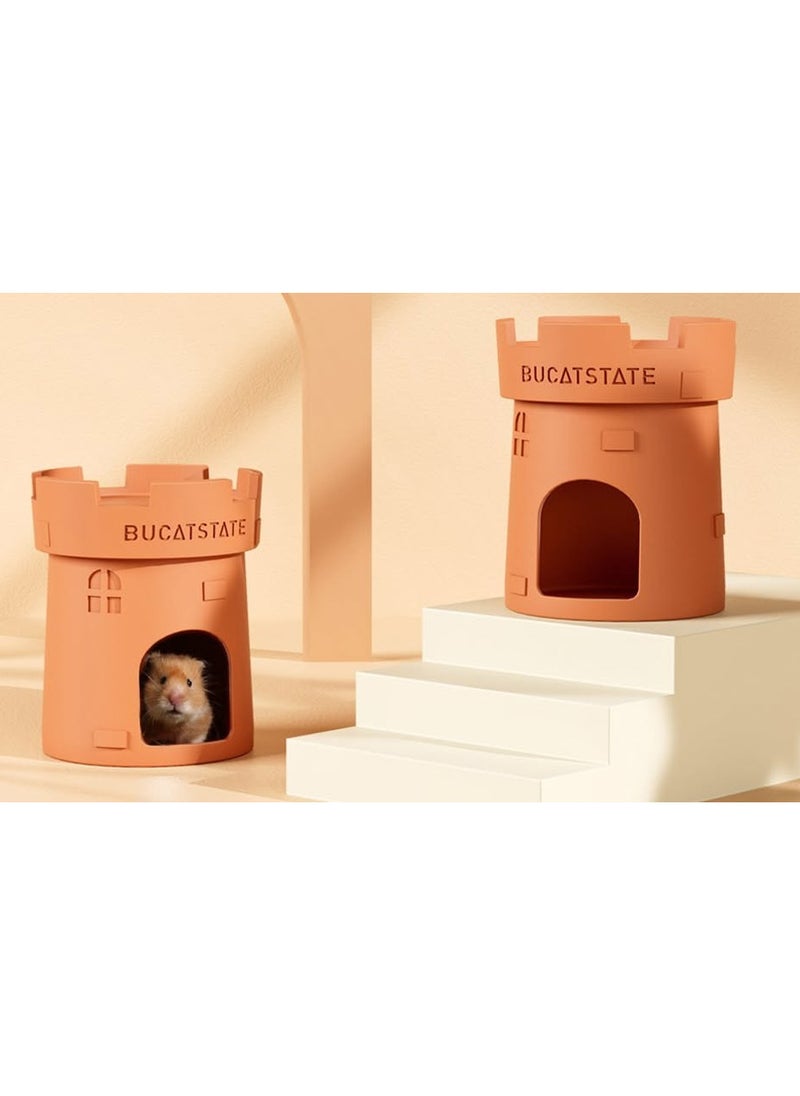 Hi Pets Supplies - Cartoon-Style Castle Cooling Ceramic Hamster Hideout – Durable, Stable, and Slip-Resistant Design with Smooth Glaze for Easy Cleaning – Ideal for Small Pets and Rodents - Image 1