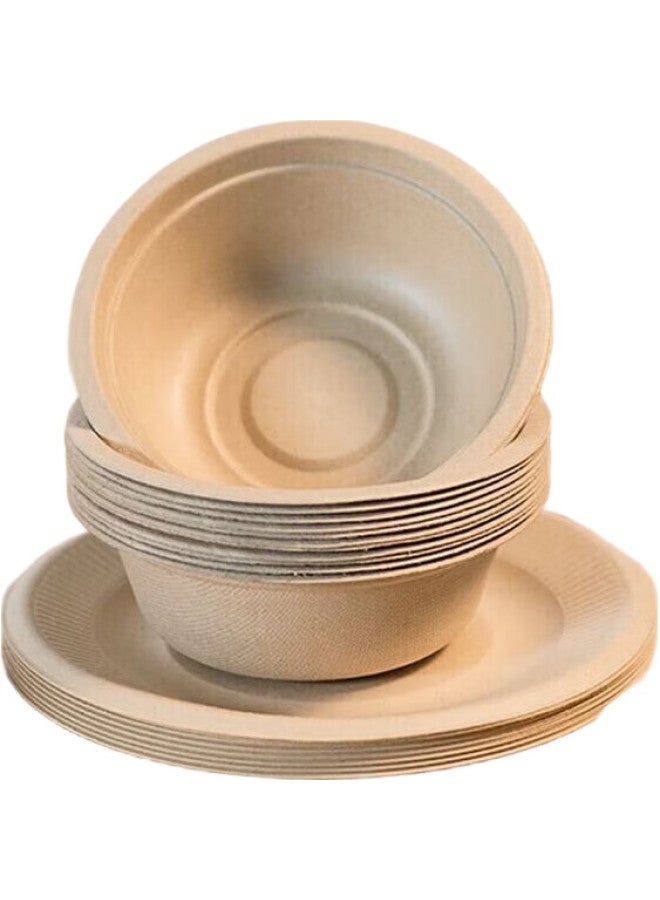 Star Square Xingfang Disposable Bowls And Chopsticks, Thickened Biodegradable Paper Bowls, Small Soup Bowls, Hot Pot Bowls, Picnic Bowls, Sugarcane Pulp, 220Ml*50 Pieces - Image 1