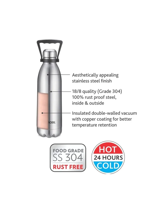 بوروسيل زجاجة مياه معزولة بالشفط ومغطاة بالنحاس -  مل