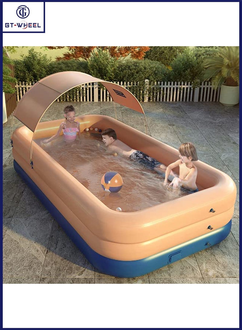 GT-Wheel Inflatable Swimming Pool with Sun Shade Automatic Family Pool for Kids & Adults - Image 1