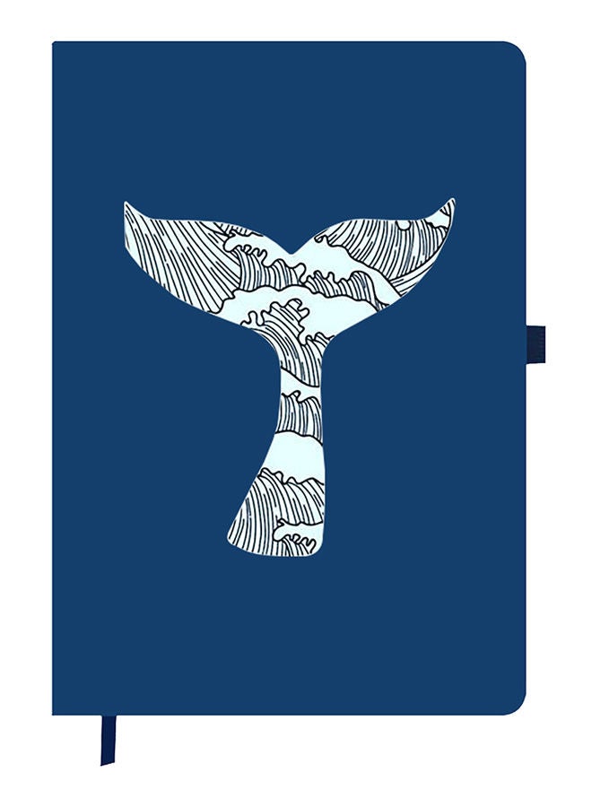 Theodor Designer A5 Thick Blue Hardcover Notebook Whale Tail - Image 1