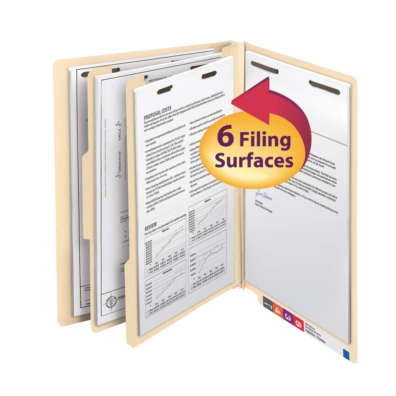 Smead End Tab Classification File Folder, 2 Dividers, 2" Expansion, Letter Size, Manila, 10 per Box (26835) - Image 2