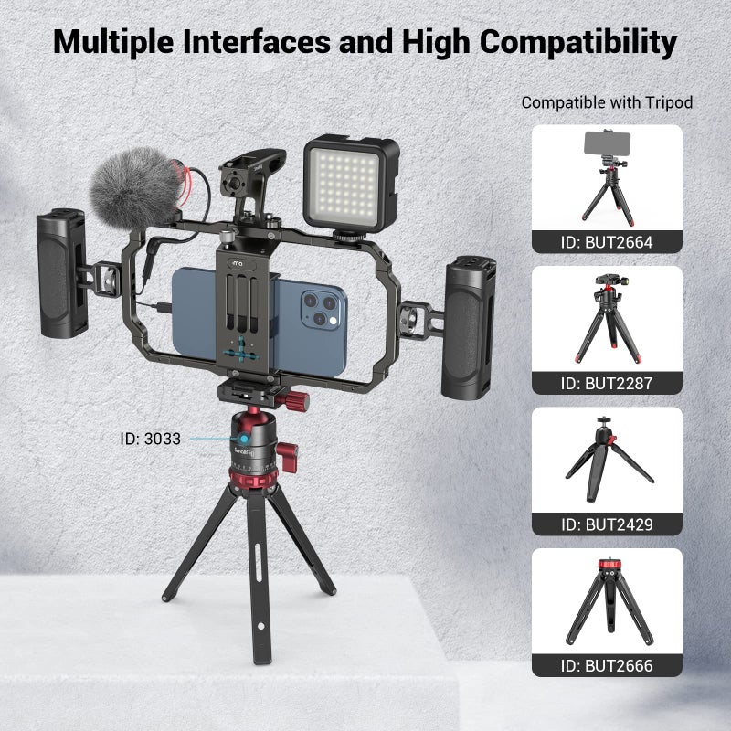 SmallRig Universal Phone Video Rig Kit for iPhone 16 15 14 13 12 Pro Max, Aluminum Handheld Phone Cage with Handles, Video Stabilizer Rig for Vlog Videography Live Streaming - Image 3