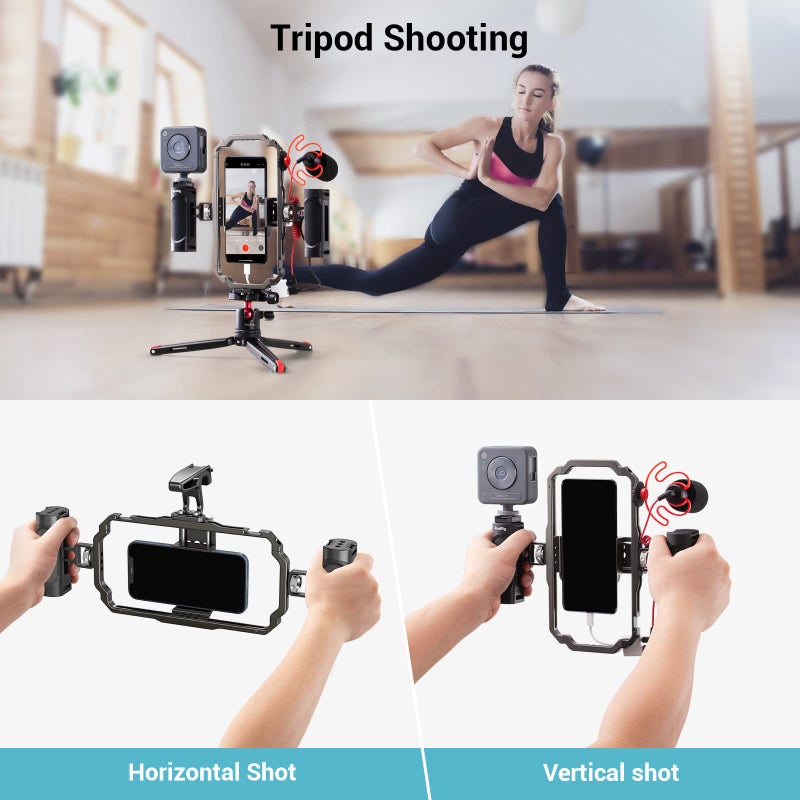 SmallRig Universal Phone Video Rig Kit for iPhone 16 15 14 13 12 Pro Max, Aluminum Handheld Phone Cage with Handles, Video Stabilizer Rig for Vlog Videography Live Streaming - Image 2