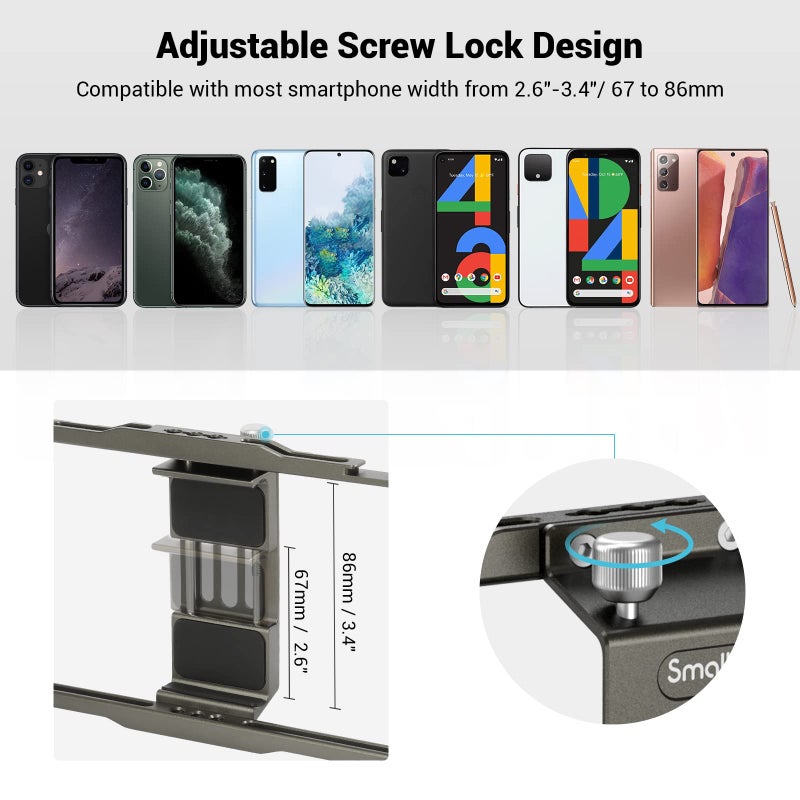 SmallRig Universal Phone Video Rig Kit for iPhone 16 15 14 13 12 Pro Max, Aluminum Handheld Phone Cage with Handles, Video Stabilizer Rig for Vlog Videography Live Streaming - Image 5