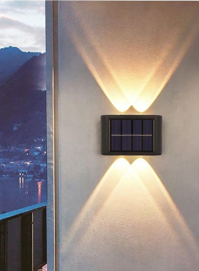 Generic Solar Outdoor Waterproof Wall Light With Dual-Head Up & Down Illumination, 4-LED Decorative Patio Light (Convex Lens) - Warm Light/NiMH Battery, Set of 2 - Image 3