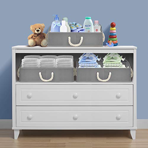 Sorbus Storage Bins [3-Pack] Fabric Storage Baskets, Foldable Closet Organizer Trapezoid Storage Box (Grey) - Image 3
