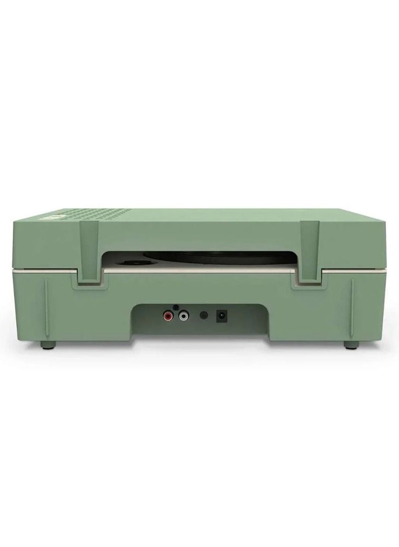 VICTROLA - Victrola Re-Spin Sustainable Suitcase Record Player with Built in Bluetooth Speakers 3 Speed Belt Driven Turntable Built-in Bass Radiator 3.5mm Headphone Jack Basil Green Color - Image 1