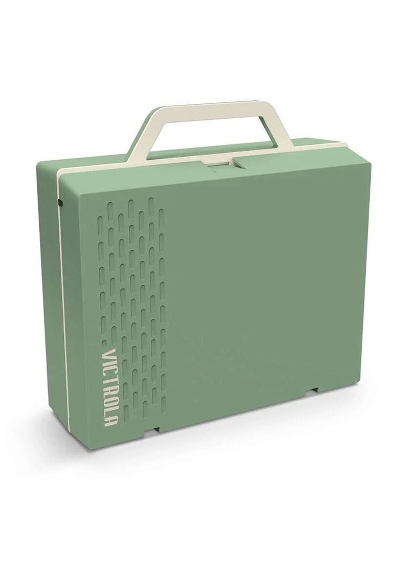 VICTROLA Victrola Re-Spin Sustainable Suitcase Record Player with Built in Bluetooth Speakers 3 Speed Belt Driven Turntable Built-in Bass Radiator 3.5mm Headphone Jack Basil Green Color  - Image 4