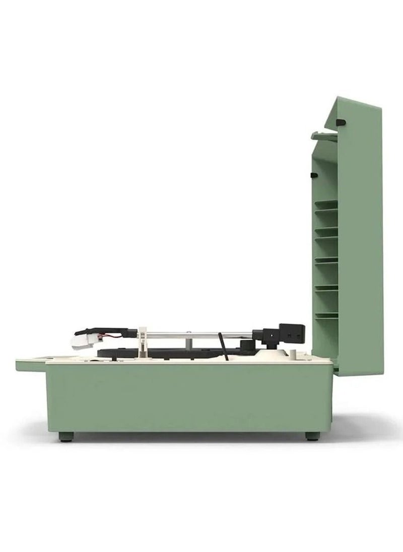 VICTROLA Victrola Re-Spin Sustainable Suitcase Record Player with Built in Bluetooth Speakers 3 Speed Belt Driven Turntable Built-in Bass Radiator 3.5mm Headphone Jack Basil Green Color  - Image 5