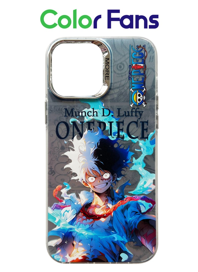 Color Fans - Case for iPhone 15 Pro Max Electroplated Fluorescent Laser Phone shell with Nica Luffy Pattern - Image 1