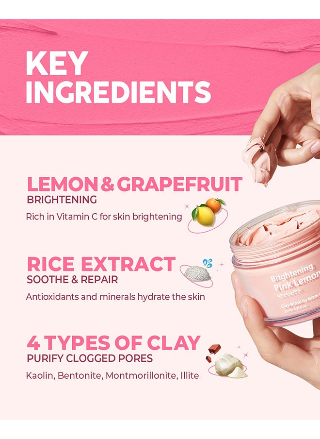 Glam Up Brightening Pink Lemon Clay Mask by Glam Up - Vegan Face Mask, Brightening and Detox Lemon Clay Mask, Deep Cleansing Pores, Organic Clay Mask  - Image 3