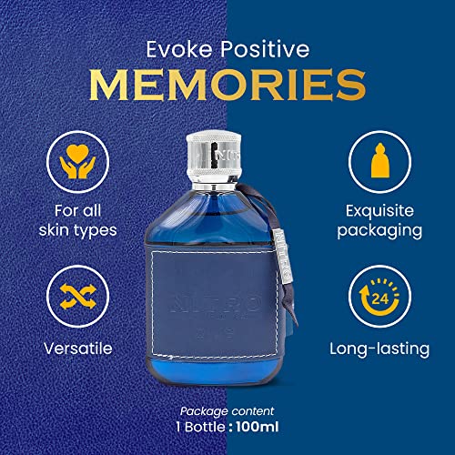 Dumont Nitro Blue Eau De Parfum - Uplifting Floral & Woody Fragrance - 3.4 Fl Oz - Image 3