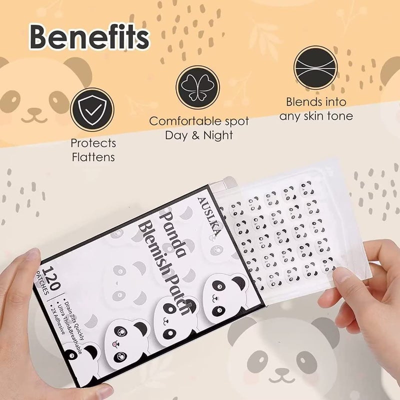 AUSLKA Panda Pimple Patches- 120 Patches, Hydrocolloid Spot Dots - Blemishes Patch - Facial Skin Care, For Zits, Blemishes, & Breakouts - Image 4