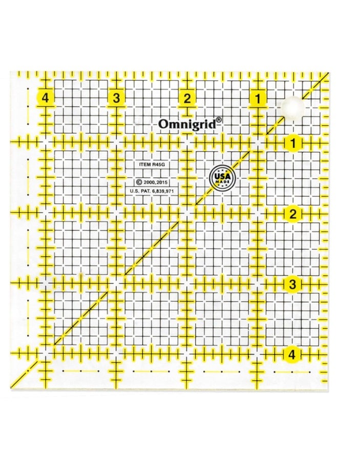 Omnigrid 4-1/2" x 4-1/2" Square Quilting and Sewing Ruler - Image 1
