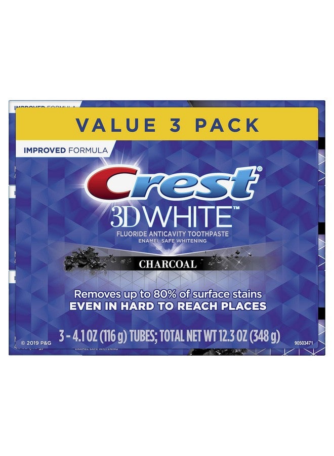 Crest Rest 3D White Charcoal Whitening Toothpaste 4.1 Oz 3 Count - Image 1