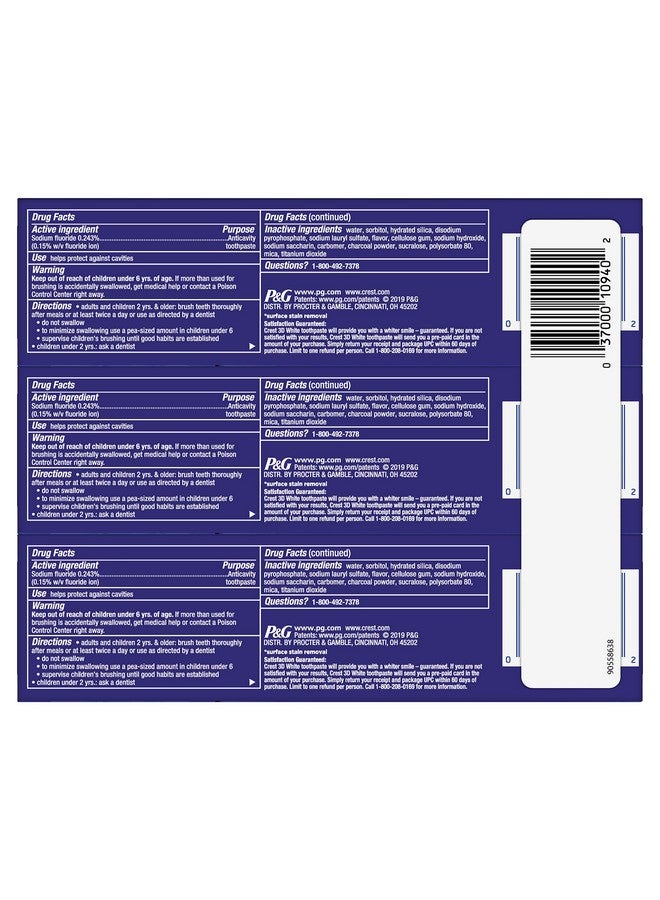 Crest Rest 3D White Charcoal Whitening Toothpaste 4.1 Oz 3 Count - Image 3