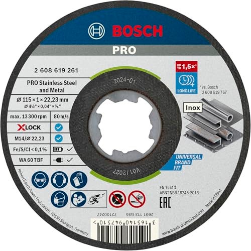 Bosch Professional 2608619266 Pack of 10 Straight Cutting Disc Standard (for INOX, X-Lock, Diameter 115 mm, Bore Diameter 22.23 mm, Thickness 1 mm) - Image 5