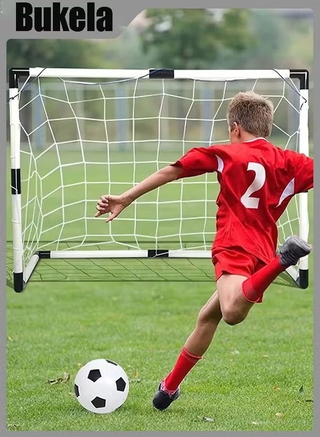 كيلا مجموعة أهداف كرة قدم رياضية صغيرة، شبكة صغيرة للفناء الخلفي والداخلي + مجموعة كرات مع مضخة، مجموعة أهداف كرة قدم محمولة قابلة للطي للأطفال - Image 5