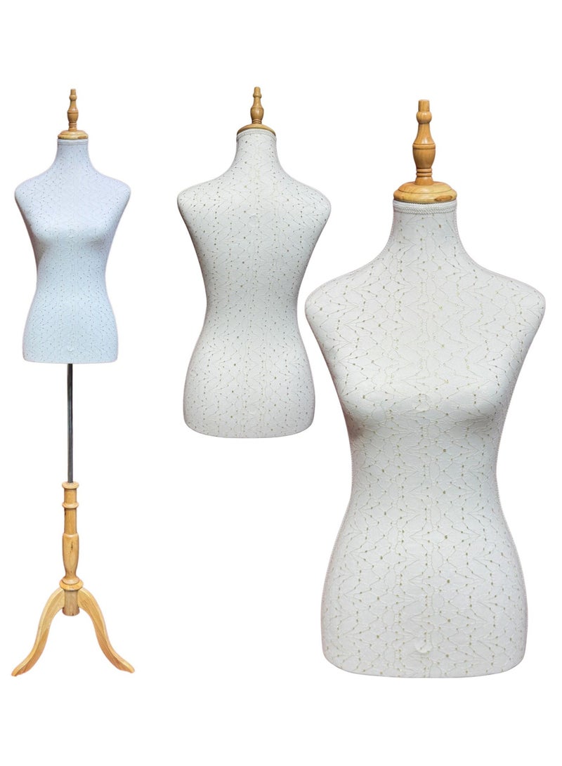 ORTUK 180cm Female Mannequin Torso Women Dress Forms, Adjustable Female Manikin Dress Model Display Torso Body Wooden Tripod Stand, Pinnable Sewing Clothes Display Half Mannequins Easy to Assemble - Image 1