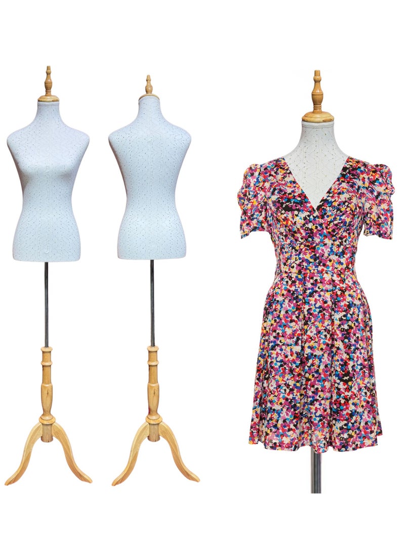 ORTUK 180cm Female Mannequin Torso Women Dress Forms, Adjustable Female Manikin Dress Model Display Torso Body Wooden Tripod Stand, Pinnable Sewing Clothes Display Half Mannequins Easy to Assemble - Image 3