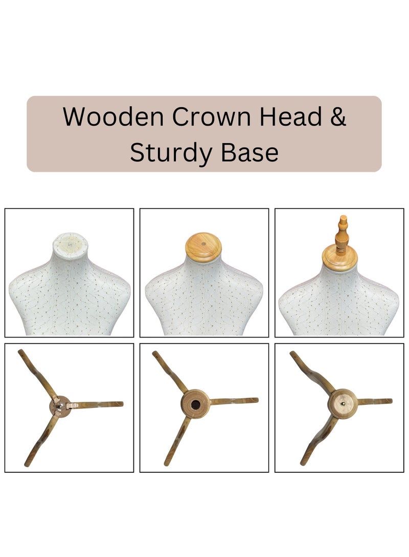 ORTUK 180cm Female Mannequin Torso Women Dress Forms, Adjustable Female Manikin Dress Model Display Torso Body Wooden Tripod Stand, Pinnable Sewing Clothes Display Half Mannequins Easy to Assemble - Image 5