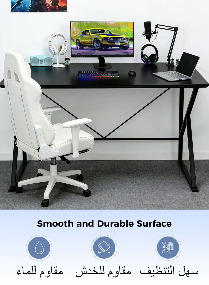 WAMIT Computer Desk with K-Shaped Metal Legs - Sturdy Office Writing Study Table, Waterproof Surface with Reinforced Support, Durable Metal Frame Workstation  for Home & Bedroom, 110cm - Image 4