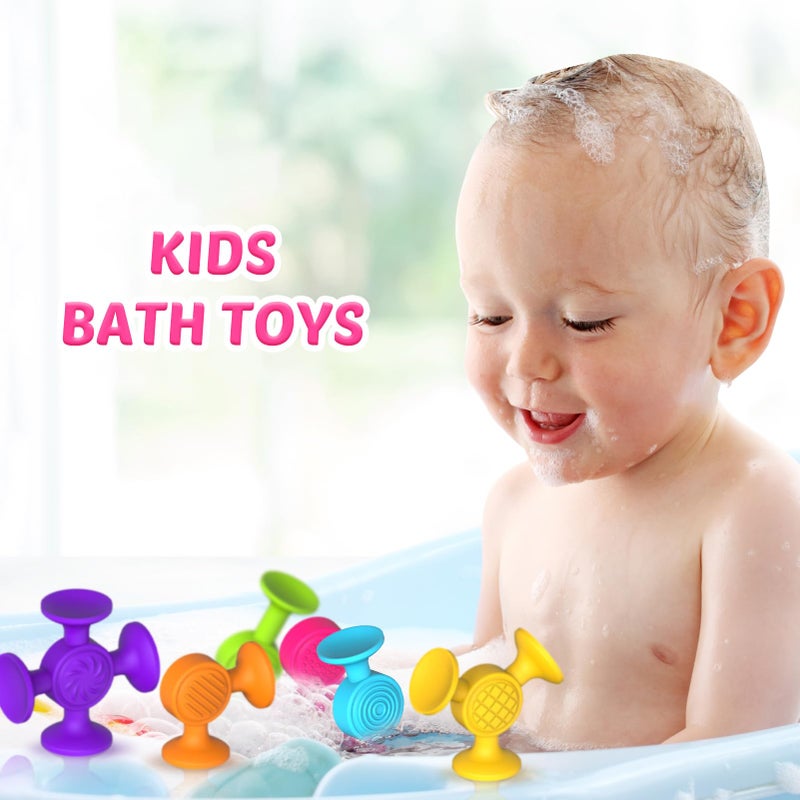 Richtim Toddlers Suction Cup Bath Toys: 12 Pcs Sensory Suction Bath Toys for Toddler, Kids Suction Fidget Toys Suction Cup Toys for Windows Travel - Image 3