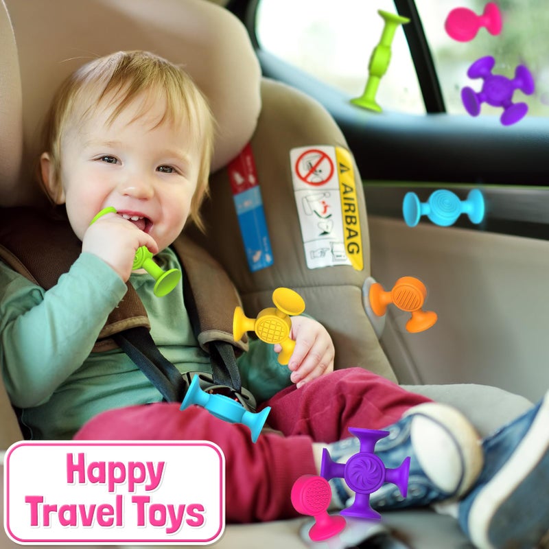 Richtim Toddlers Suction Cup Bath Toys: 12 Pcs Sensory Suction Bath Toys for Toddler, Kids Suction Fidget Toys Suction Cup Toys for Windows Travel - Image 4