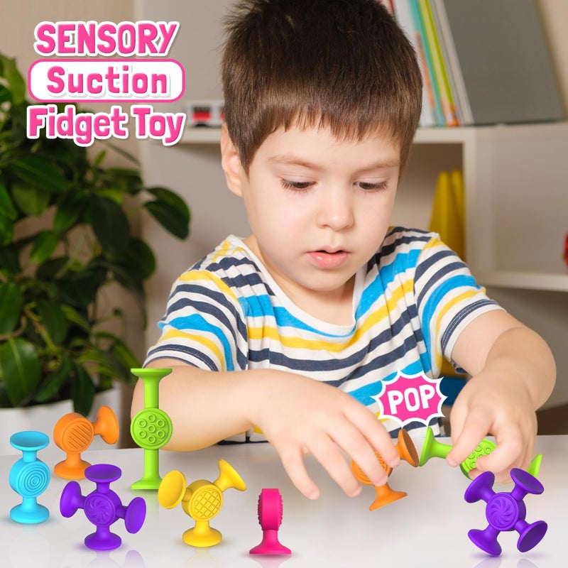 Richtim Toddlers Suction Cup Bath Toys: 12 Pcs Sensory Suction Bath Toys for Toddler, Kids Suction Fidget Toys Suction Cup Toys for Windows Travel - Image 5