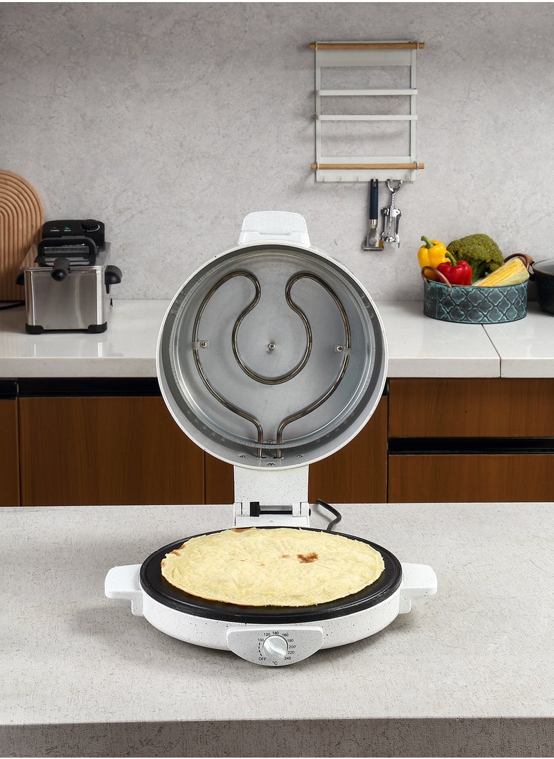 Arabic Bread Maker – Electric Flatbread Maker with Non-Stick Plate, Adjustable Temperature (120°C-240°C), Dual Heating Coils, Quick Preheating – Ideal for Pancakes, Saj, Roti,Tortillaو and Middle Eastern Bread