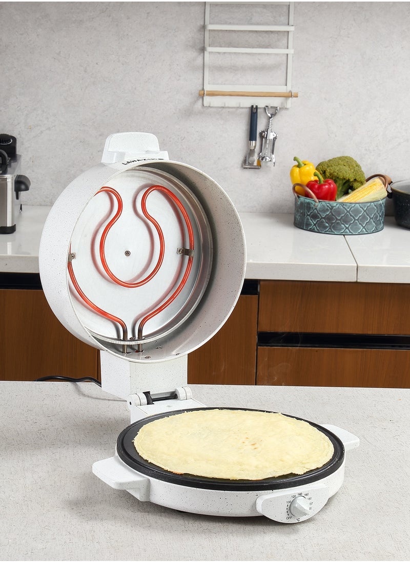 Arabic Bread Maker – Electric Flatbread Maker with Non-Stick Plate, Adjustable Temperature (120°C-240°C), Dual Heating Coils, Quick Preheating – Ideal for Pancakes, Saj, Roti,Tortillaو and Middle Eastern Bread