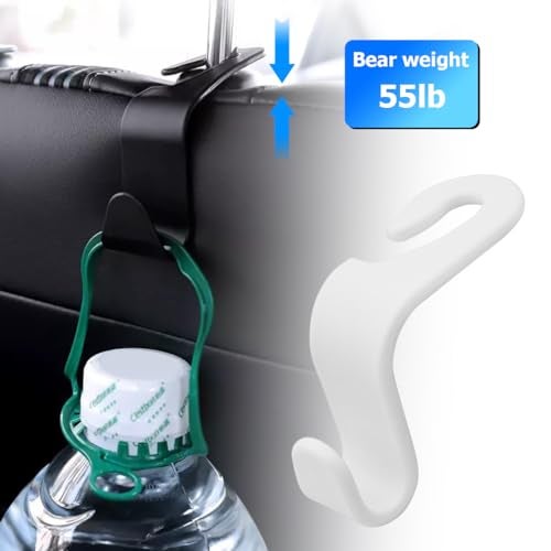 Hanemia 4PCS Car Back Seat Headrest Hooks, Rear Car Seat Storage Headrest Hanger Holder Hooks Organizer, Universal Auto Interior Accessories for Bag Purse Handbag Cloth Coats Grocery (White) - Image 4