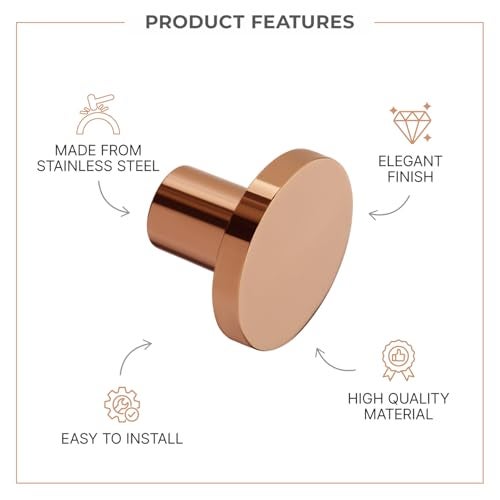 LAPO 3 Piece Knobs for Cabinets– Modern Stainless Steel Drawer Knob for Kitchen, Wardrobe, Cupboard, and Home Furniture (PVD Rose Gold Finish) - Image 3