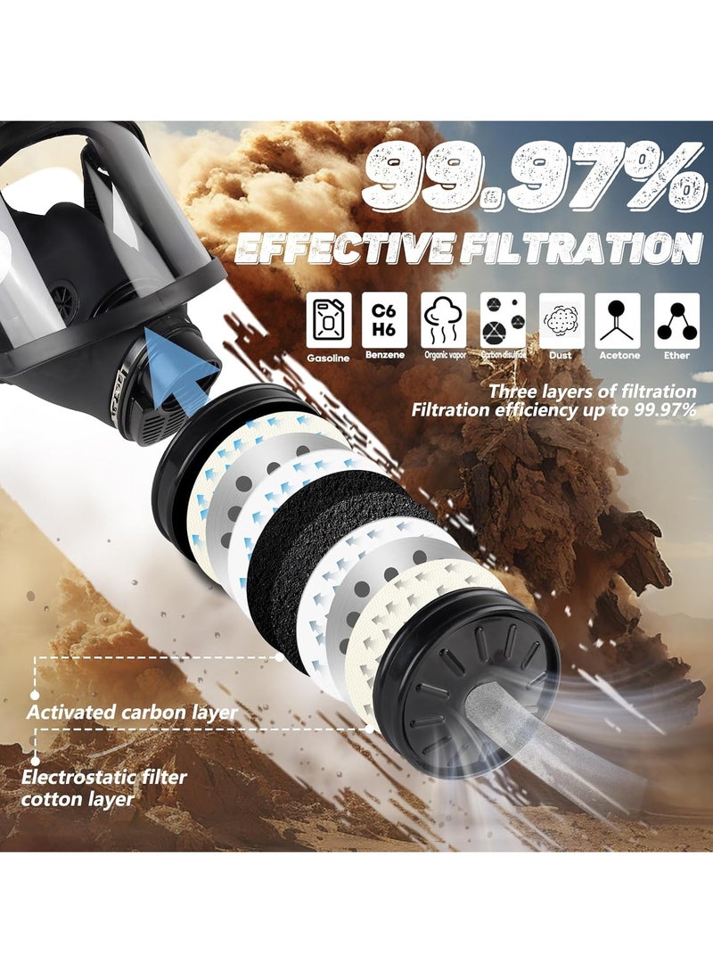 Ru syanl Gas Masks Chemical Full Face Respirator Mask with Filters 40mm Activated Carbon Charcoal Filter Canister for Dust Painting Chemical Mechanical Polishing Welding - Image 3